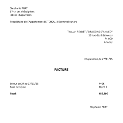 Nuitée du 24 au 28 novembre